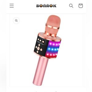 BONAOK Bluetooth Wireless Karaoke Microphone with LED Lights,4-in-1 Portable